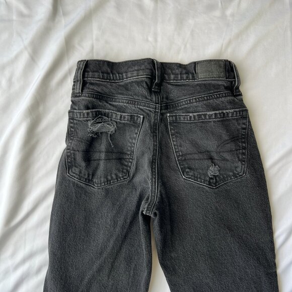 AE Stretch Super High-Waisted Ankle Straight Jean Distressed Black 4843 Size 000 - Picture 9 of 9